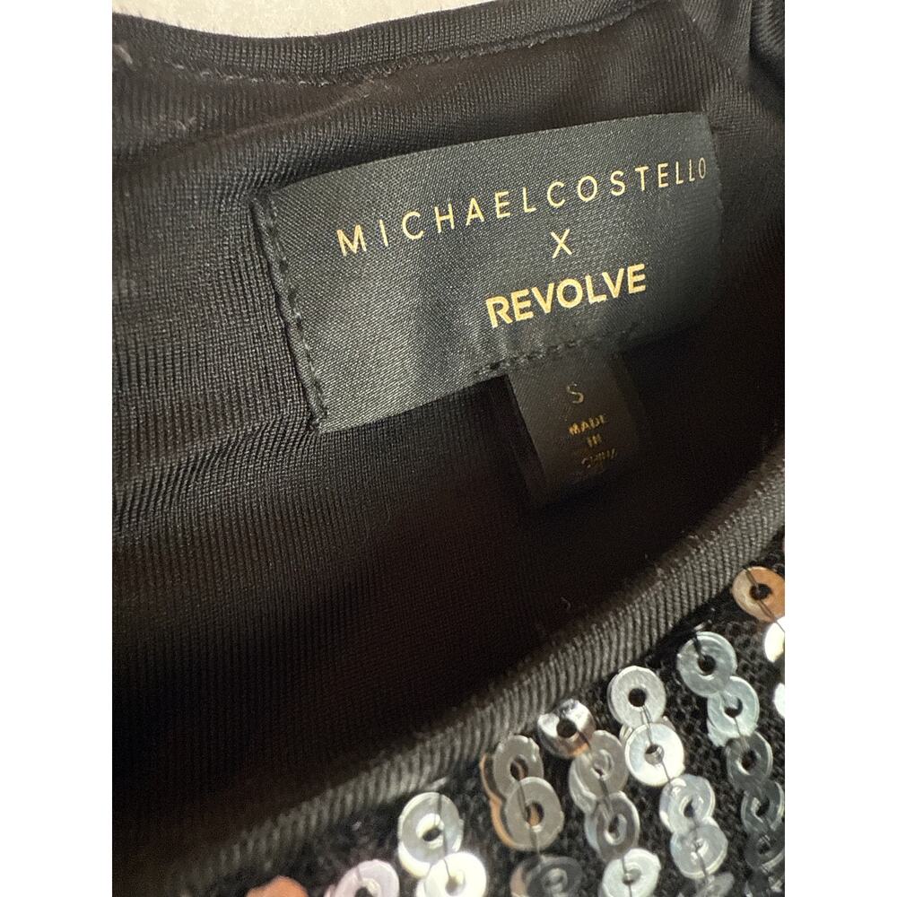 Revolve X Michael Costello Leanne sequin mini dress size S silver black - Picture 5 of 11